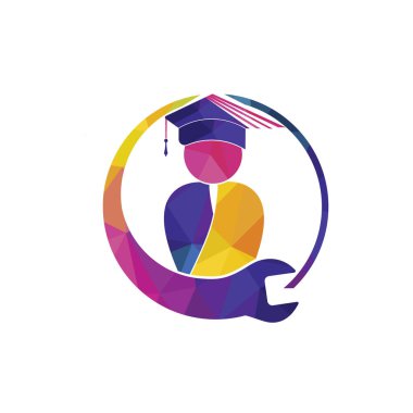 Education logo design inspiration. Wrench with student logo design.