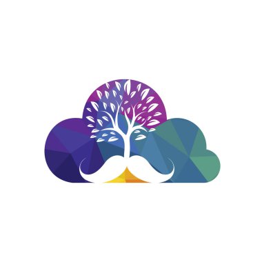 Mustache tree vector logo design template.