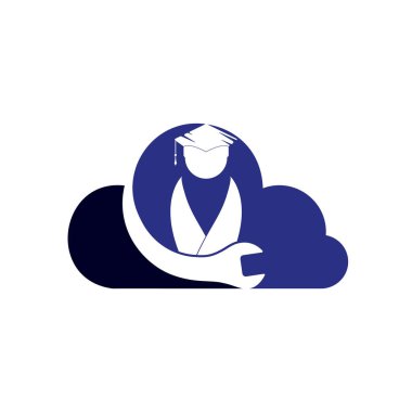 Education logo design inspiration. Wrench with student logo design.