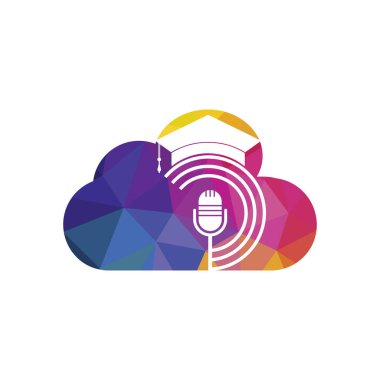 Yüksek lisans podcast logo sembol tasarımı. Eğitim podcast logosu kavramı.