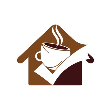 Kahve kontrolü vektör logosu tasarımı. Kahve fincanında işaret var..