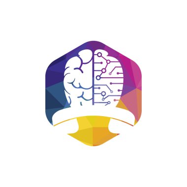 Brain call vector logo design template. Tech communication logo concept.