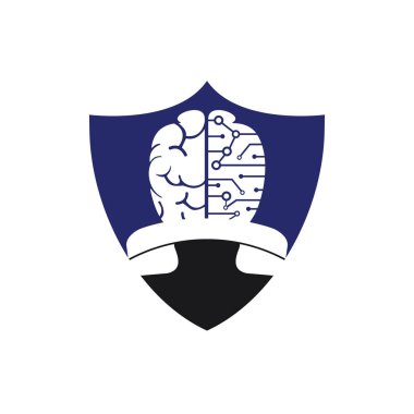 Brain call vector logo design template. Tech communication logo concept.