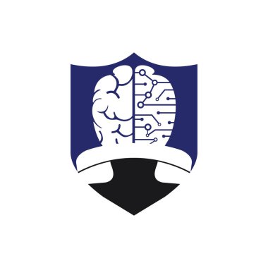 Brain call vector logo design template. Tech communication logo concept.