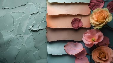 Asterel Kağıt Katmanlı Zarif Çiçekler Arkaplanda