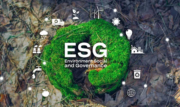 Esg Icona Ambiente Sociale Governance Concetto Mondiale Ambiente Sostenibile — Foto Stock