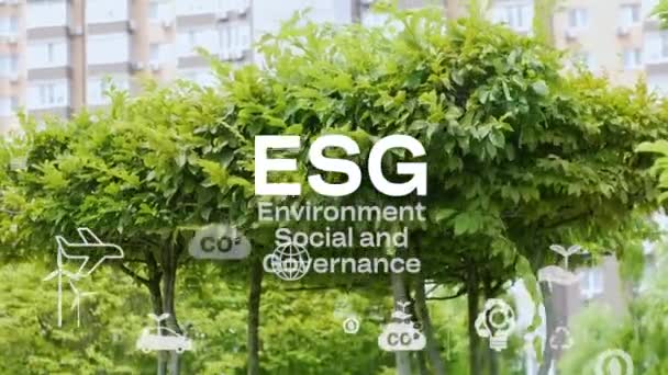 Concepto Empresarial Inversión Gobernanza Social Medioambiental Esg Iconos Esg Concepto — Vídeos de Stock