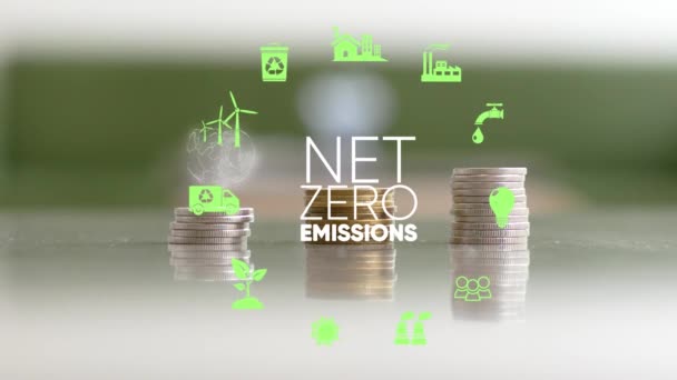Koncepce Investic Symboly Cyklické Ekonomiky Zeleném Pozadí Recyklace Životní Prostředí — Stock video