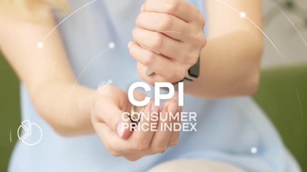 Girl Transfers Coins Hand Hand Cpi Concept Indicator Business Concept — Stock Video
