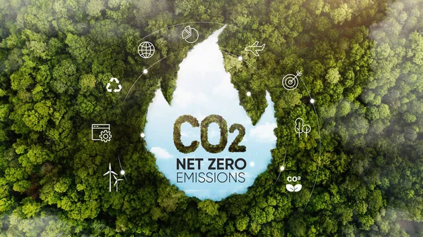 Net Zero Emissions Co2 Reduce Conceptnet Zero Emissions Environment Esg — Stock Photo, Image
