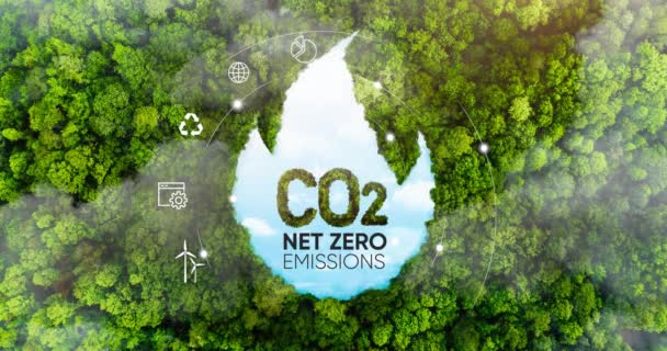 Netto Nul Emissies Co2 Verminderen Conceptnetto Nul Emissies Milieu Van — Stockvideo