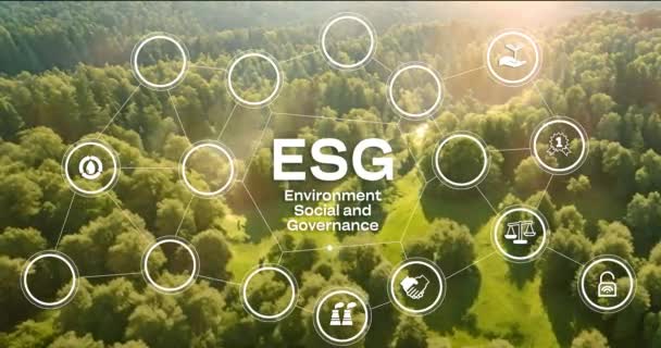 Esg Περιβαλλοντική Έννοια Των Επιχειρήσεων Επενδύσεων Κοινωνικής Διακυβέρνησης Πράσινο Τοπίο — Αρχείο Βίντεο