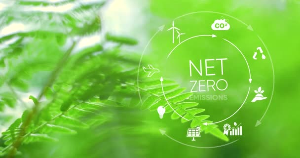 Zero Líquido Conceito Neutro Carbono Objectivo Emissões Líquidas Gases Com — Vídeo de Stock