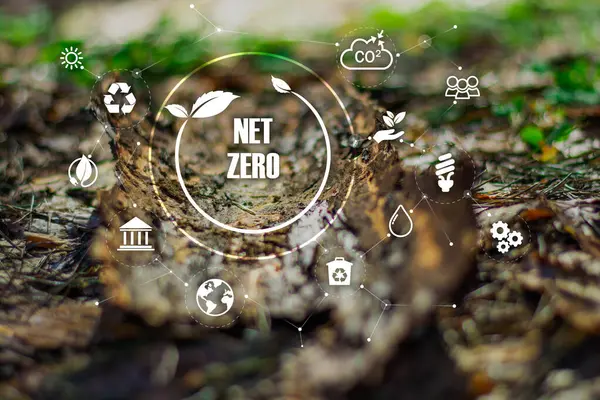 Net Zero Carbon Neutral Concept Net Zero Greenhouse Gas Emissions — Stock Photo, Image