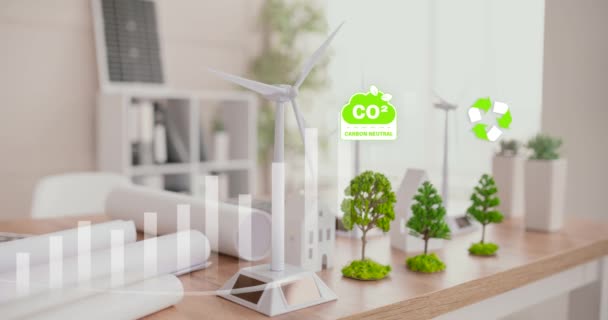 Conceptul Energie Verde Contribuie Reducerea Încălzirii Globale Emisia Dioxid Carbon — Videoclip de stoc