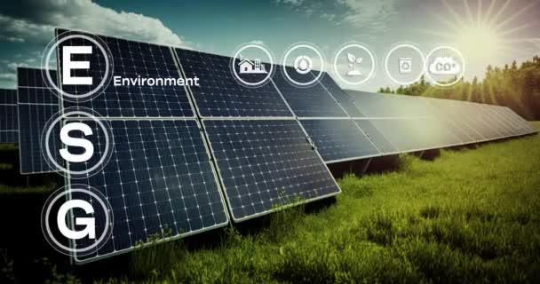 Esg Çevre Yönetimi Yatırım Yatırım Konsepti Esg Simgeleri Güneş Panelleri — Stok video