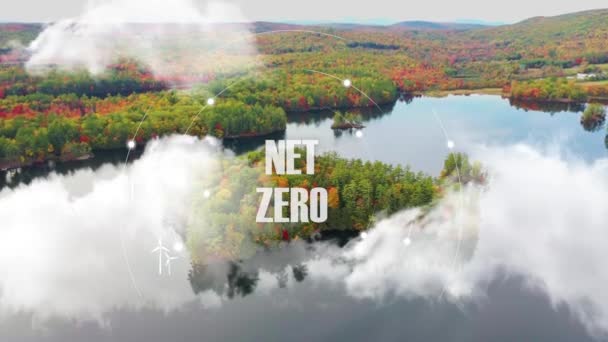 Zero Netto Koncepcja Neutralna Pod Względem Emisji Dwutlenku Węgla Cel — Wideo stockowe
