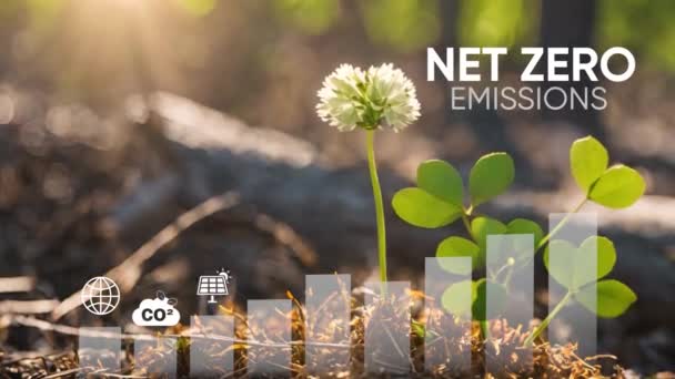 Jovem Planta Verde Conceito Zero Net Zero Net Zero Emission — Vídeo de Stock