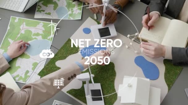 Concepto Emisión Cero Neta Estrategia Largo Plazo 2050 Concepto Tecnología — Vídeo de stock