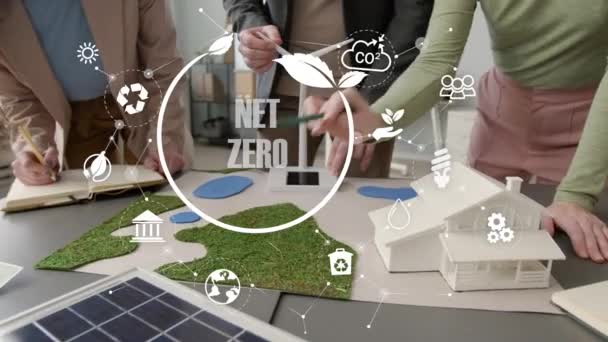 Concept Zéro Émission Nette Stratégie Long Terme 2050 Concept Technologie — Video