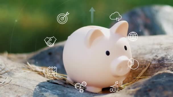 Megtakarítások Befektetések Fogalma Pénzt Takarít Meg Jövőbeni Nyugdíjalapokra Üzletre Vagy — Stock videók