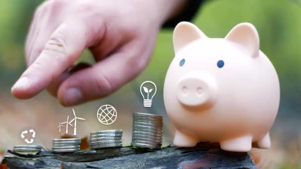 Pénzügyi Üzleti Koncepció Megtakarítások Beruházások Fogalma Disznó Bank Közelkép Növekedési — Stock videók