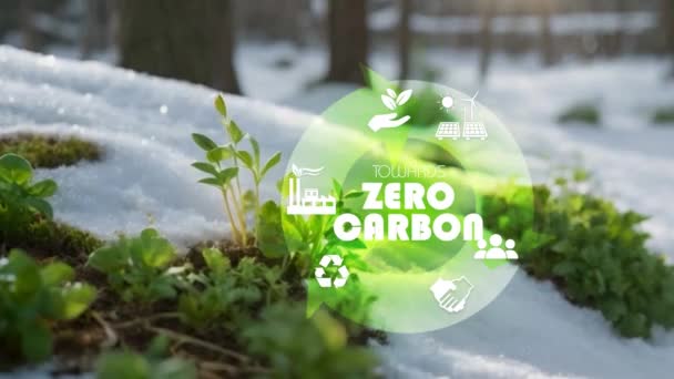 Koncept Nulového Uhlíku 2050 Přechody Roku 2050 Směrem Nulové Síti — Stock video