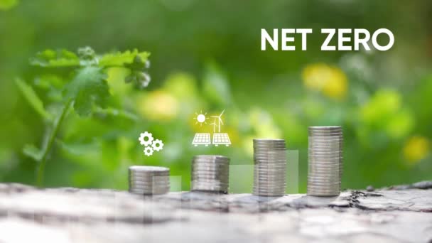 Investitionskonzept Netto Null Co2 Neutrales Konzept 2050 Netto Null Treibhausgasemissionen — Stockvideo