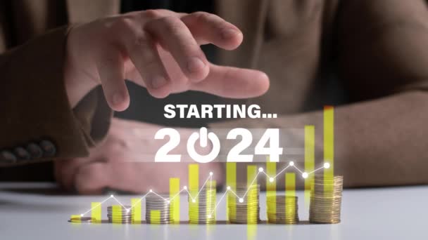 Starting New Year Ambition 2024 Planning Challenge Strategy New Year — Stock Video