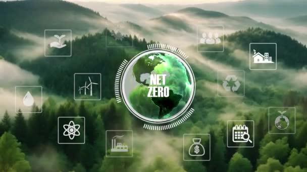純ゼロエミッション 2050カーボンニュートラルコンセプト Co2削減 Netゼロ温室効果ガス排出目標 グリーンネット0 4Kビデオで気候中立的な長期戦略 — ストック動画