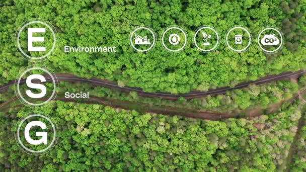 Gobernanza Social Ambiental Esg Concepto Negocio Inversión Iconos Digitales Esg — Vídeos de Stock
