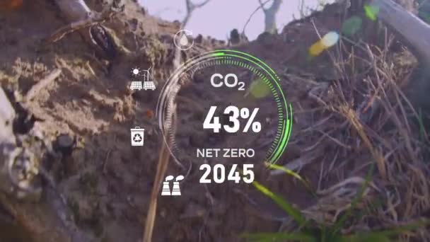 Karbondioksit Seviyesindeki Gösterge Paneli Düştü 2050 Yılına Kadar Sıfır Emisyon — Stok video