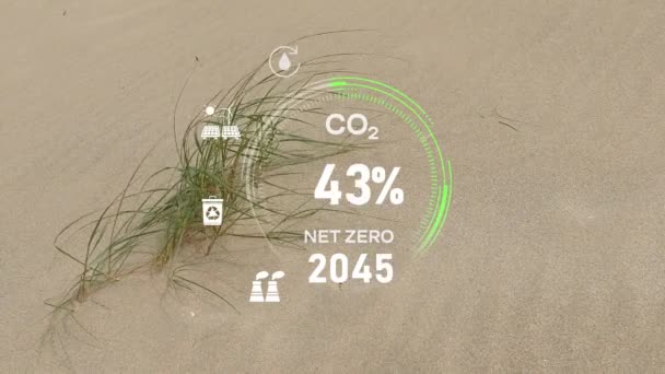 Karbondioksit Seviyesindeki Gösterge Paneli Düştü 2050 Yılına Kadar Sıfır Emisyon — Stok video
