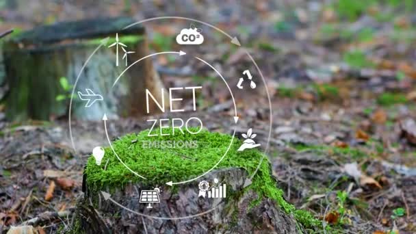 Nettonul Co2 Neutralt Koncept Nettoemissionsmål Drivhusgasser Nul Klimaneutral Langsigtet Strategi – Stock-video