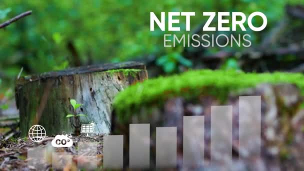 Concetto Zero Netto Carbon Neutral Obiettivo Netto Zero Emissioni Gas — Video Stock