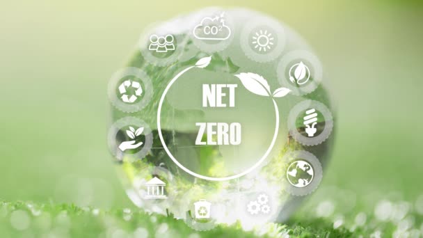 Emissioni Zero Nette Concetto Carbon Neutral Obiettivo Netto Zero Emissioni — Video Stock