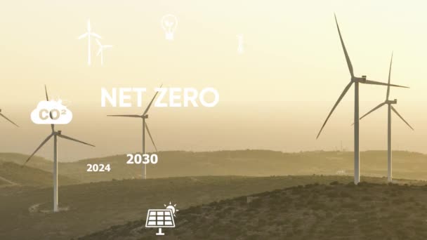 2050 Turbine Eoliche Bio Business Carbon Neutral Concept Circular Climate — Video Stock