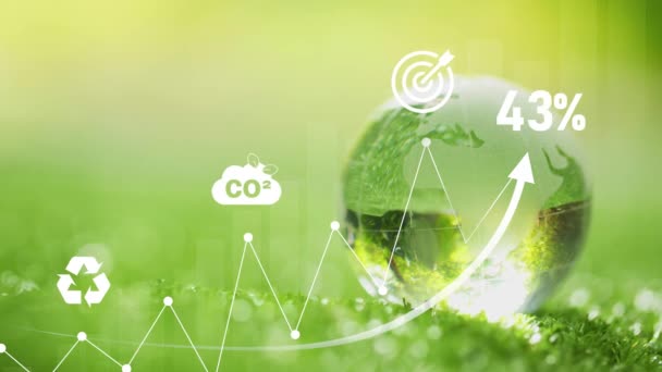Co2 Reduce Las Emisiones Huella Carbono Para Limitar Calentamiento Global — Vídeo de stock