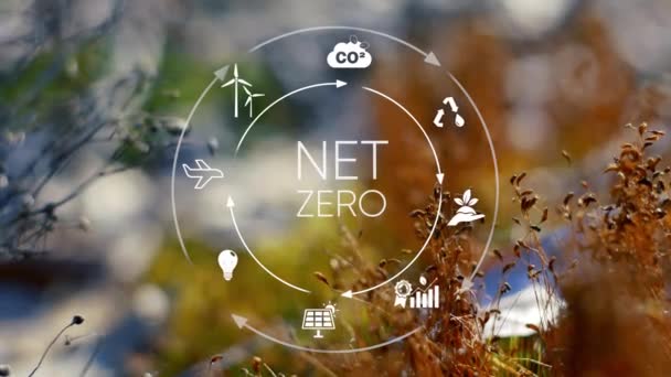 Netto Null Bis 2050 Co2 Neutral Netto Null Treibhausgasemissionen Ziel — Stockvideo