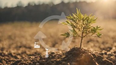  Gelecekteki iş büyümesi ve çevresel sürdürülebilirlik için dairesel ekonomi kavramı ve gelecekteki iş ve çevre büyümesi için kirliliği azaltmak. Şirket videosu 4K