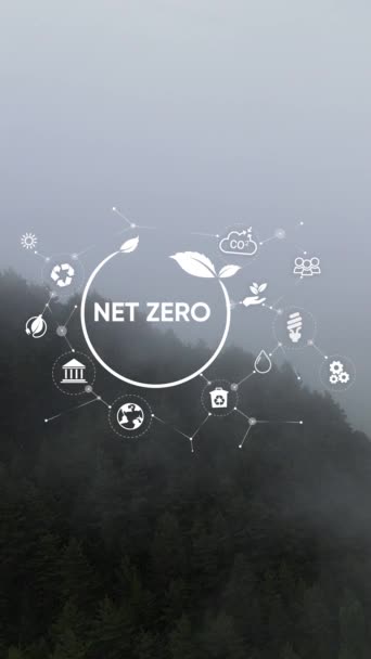 Net Zero Emission Carbon Neutral Concept 2050 Net Zero Greenhouse — стокове відео