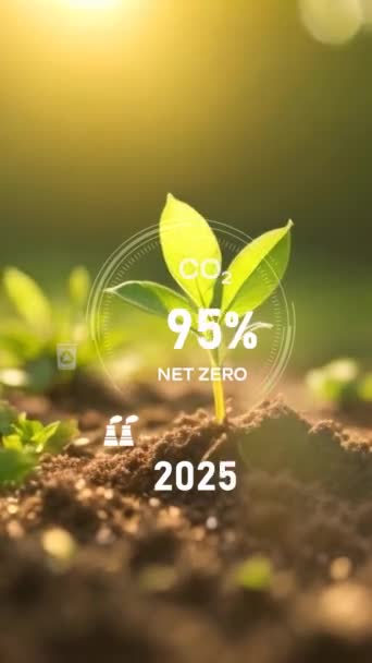 Digital Dashboard Co2 Level Gauge Percentage Drop Net Zero Emissions — Αρχείο Βίντεο