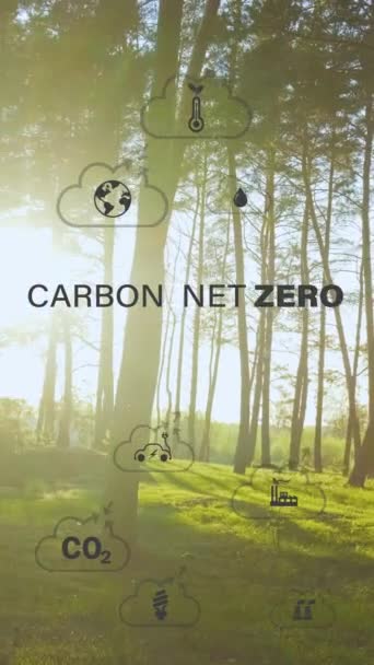 Emissioni Zero Nette Concetto Carbon Neutral 2050 Obiettivo Netto Zero — Video Stock