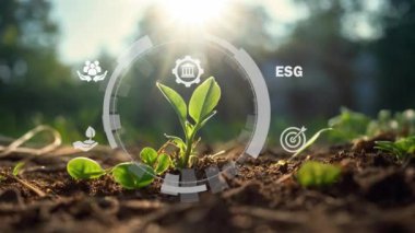 ESG Çevre Yönetimi Yatırım Yatırım Konsepti. İş yatırım stratejisi konsepti. Çevresel teknoloji .45 'lik kurumsal video