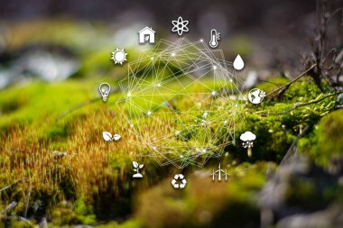 Sürdürülebilir kalkınma, biyolojik çeşitlilik, büyüyen ekonomi ve teknoloji ESG Banner Çevre, Toplum ve Kurumsal Yönetim için grafiksel kaynaklar. Metin veya kurumsal logo için yer