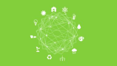 Gelecekteki iş büyümesi ve çevresel sürdürülebilirlik için dairesel ekonomi konsepti. Çevresel ekonomi, yeşil arka plan 44k video üzerinde izole edilmiş..