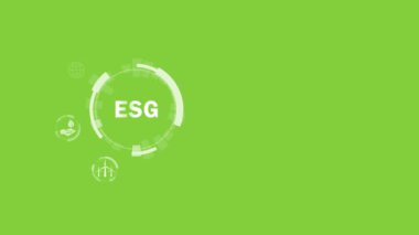 ESG çevresel sosyal yönetim. Yatırım işi konsepti. Yeşil arkaplanda izole edilmiş ESG dijital simgeleri 4k 