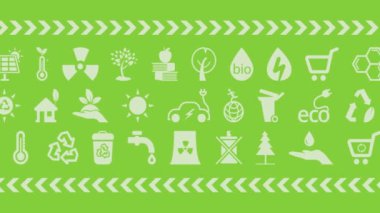 Sıfır, karbon nötr konsept. Ağ sıfır sera gazı emisyonları hedef 2050. Dairesel ekonimsi simge. Yeşil arka plan 4K 'de izole edildi.