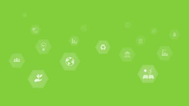 Gelecekteki iş büyümesi ve çevresel sürdürülebilirlik için dairesel ekonomi kavramı ve kirliliği azaltma. Yeşil arka planda izole edilmiş dairesel ekonomi sembolü VIDEO.