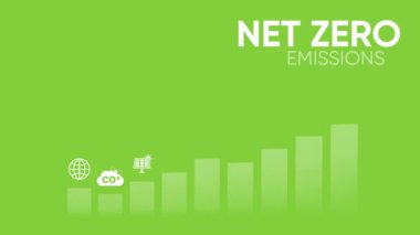 Küresel ısınma ve iklim değişikliğini sınırlamak için CO2 azaltımı ve Net Sıfır emisyonu ve karbon ayak izi. Yenilenebilir enerjiye dayalı sürdürülebilir kalkınma ve yeşil işletme. Yeşil arka planda izole edilmiş.